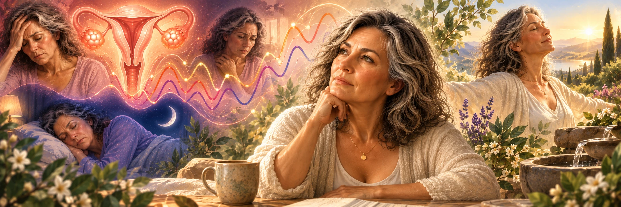 Illustration of the effects of hormonal changes on the brain during perimenopause