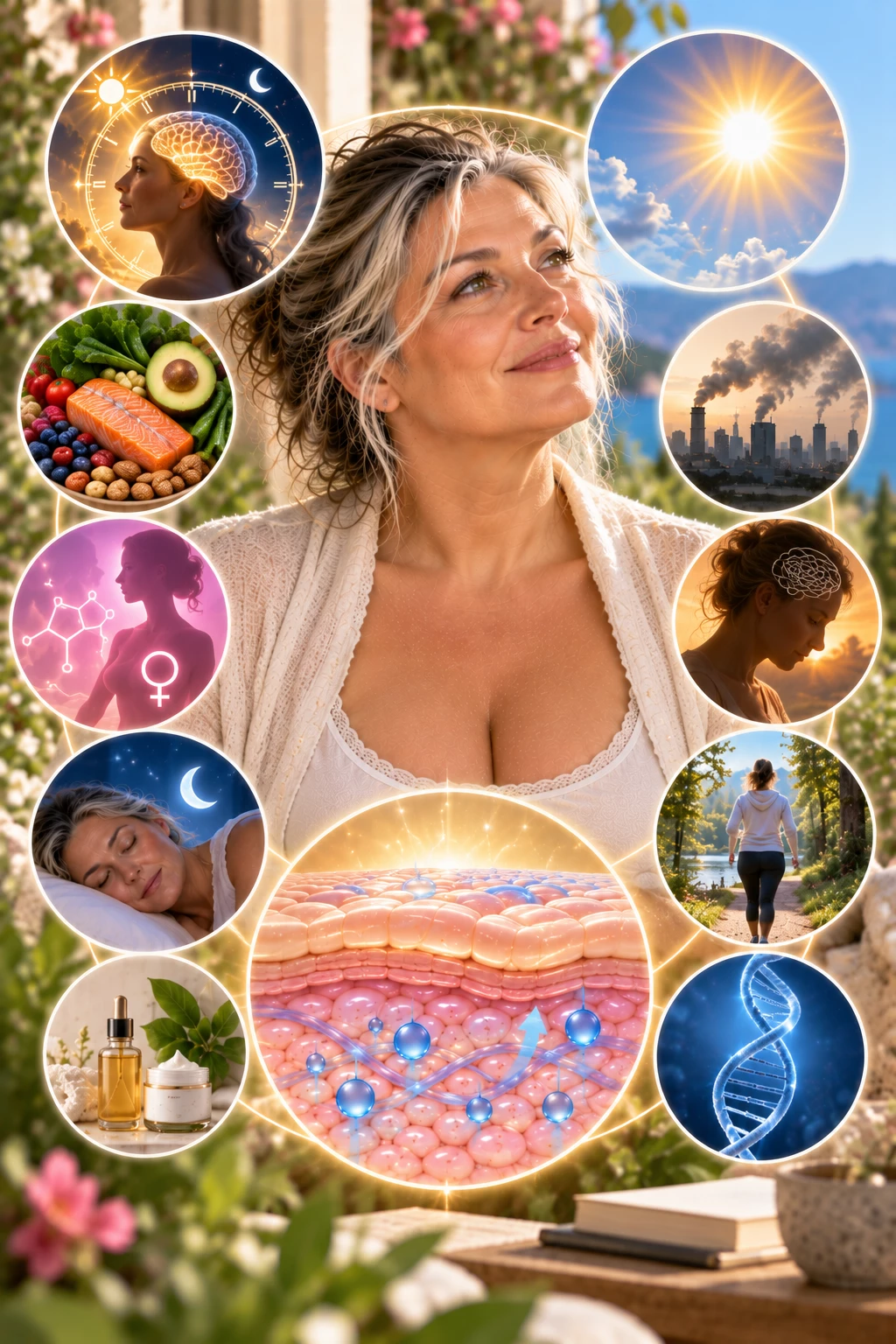 Illustration of changes in the biological rhythms of the skin with aging