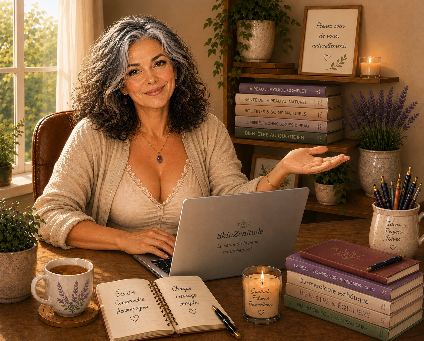 Saphyia dans son bureau