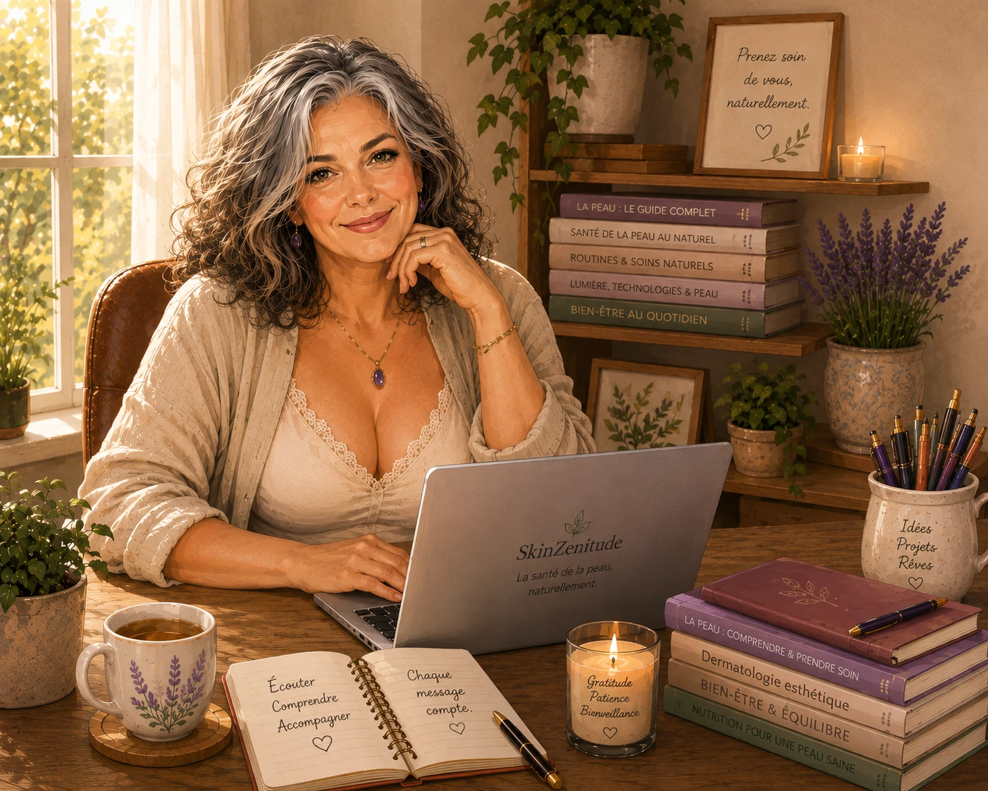 Saphyia dans son bureau